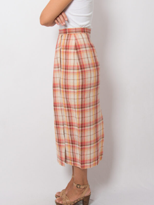 1980s Laura Ashley Plaid Midi Skirt - Image 2