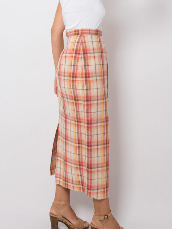 1980s Laura Ashley Plaid Midi Skirt - Image 3
