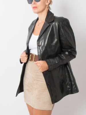 timeless vintage 90s black leather jacket minimalist