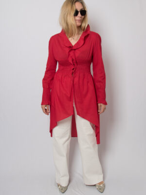 Vintage Ruffled Asymmetric Blouse