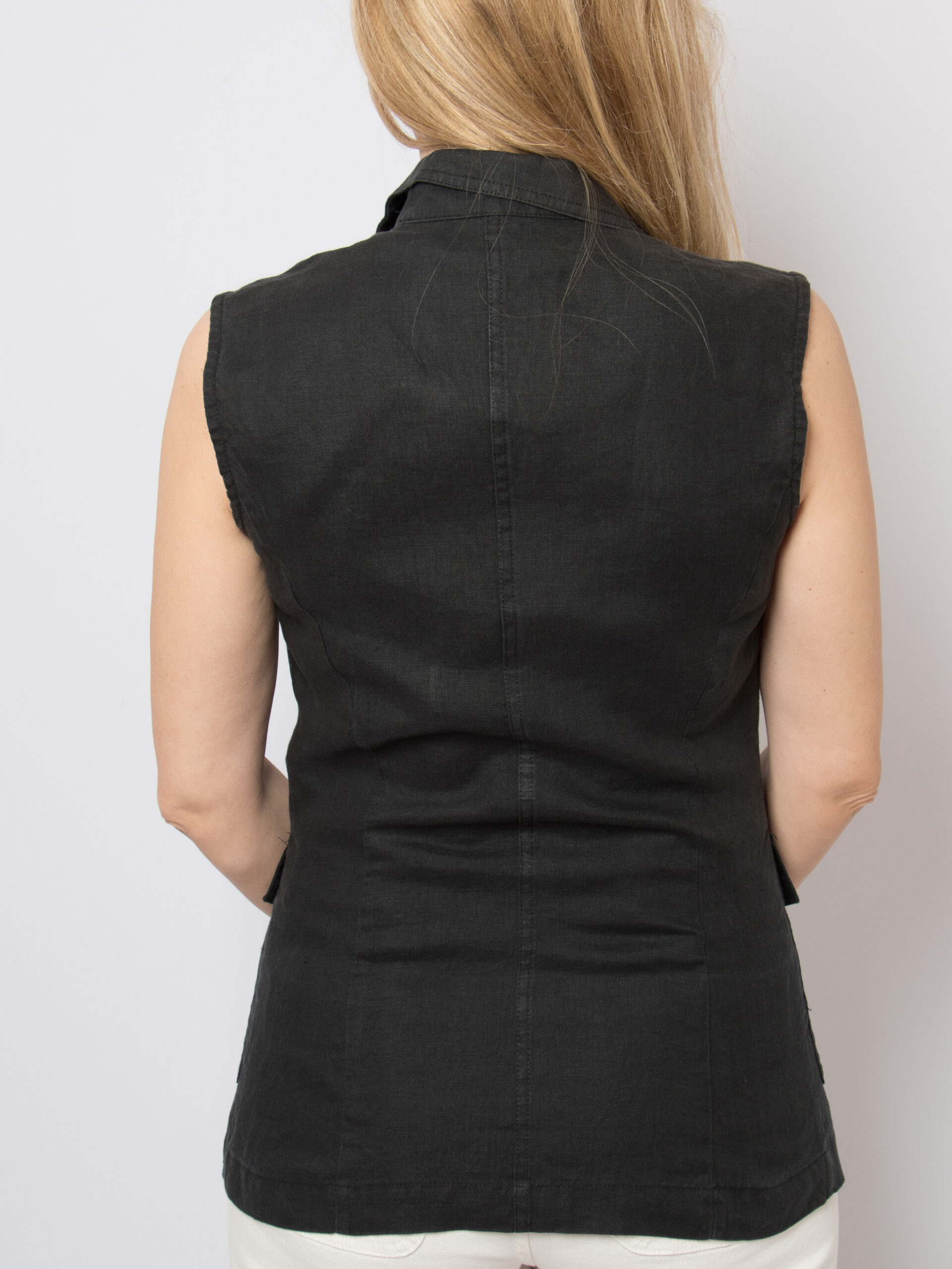 Linen Sleeveless Collared Shirt Vest Linen Sleeveless Collared Shirt Vest - Image 5