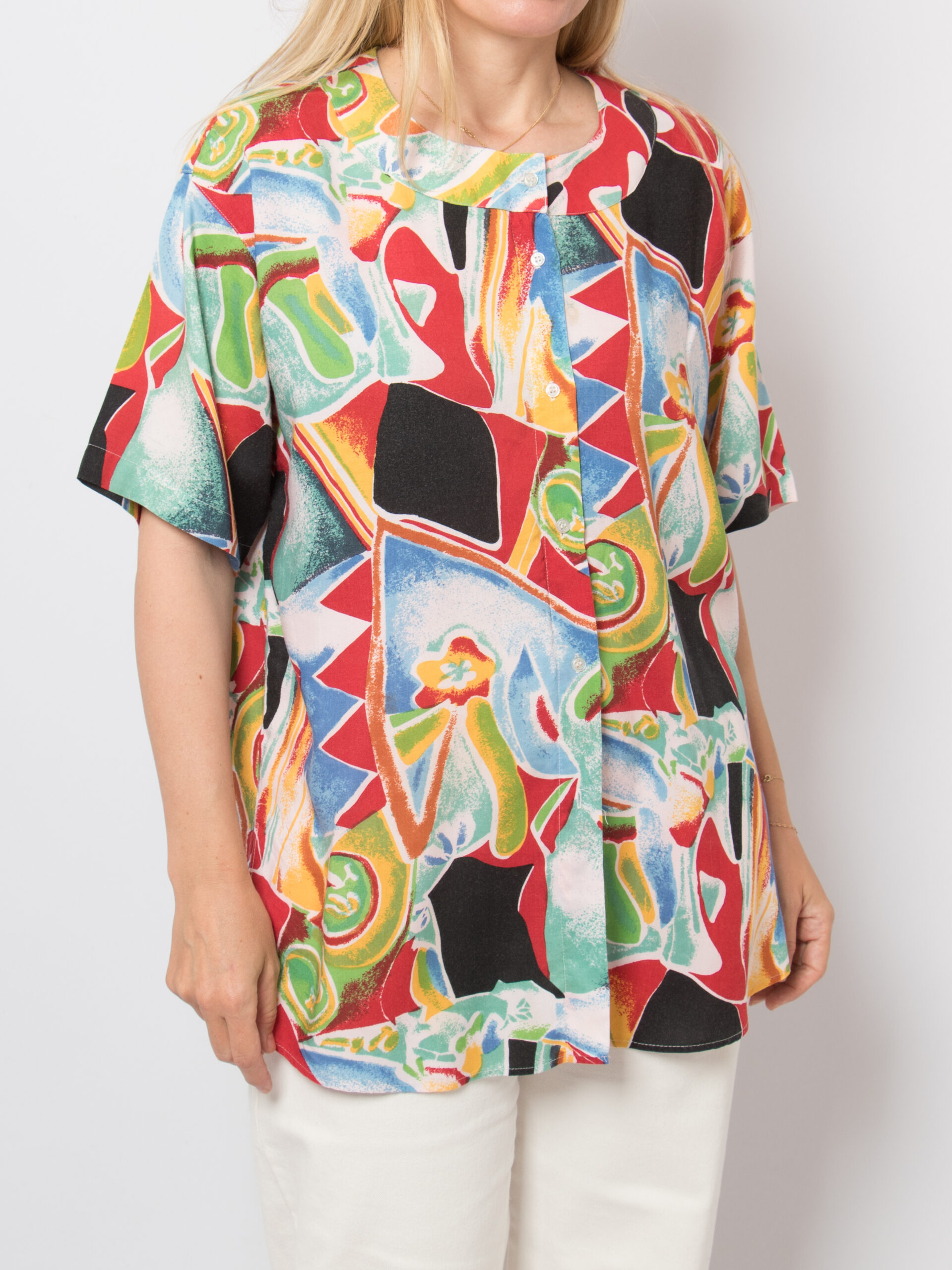 90s Abstract Oversized Buttoned Shirt 90s Abstract Oversized Buttoned Shirt - Image 2