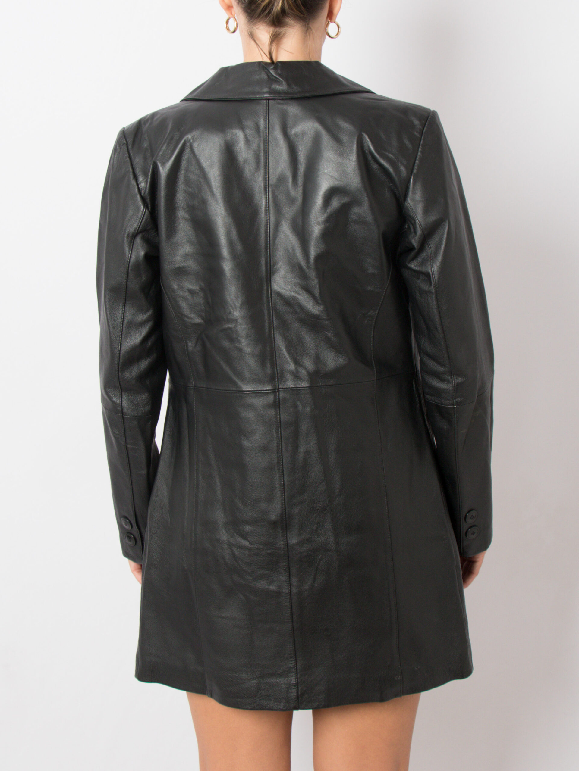 Y2K Slim Fit Black Leather Coat Minimalist Y2K Slim Fit Black Leather Coat Minimalist - Image 3