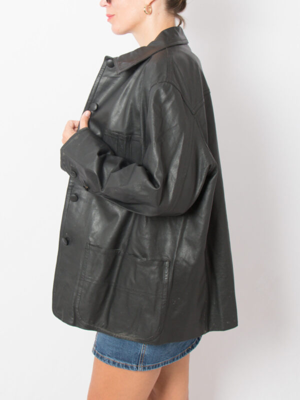 90s Oversized Leather Jacket by ALBERTA FERRETTI - Image 2