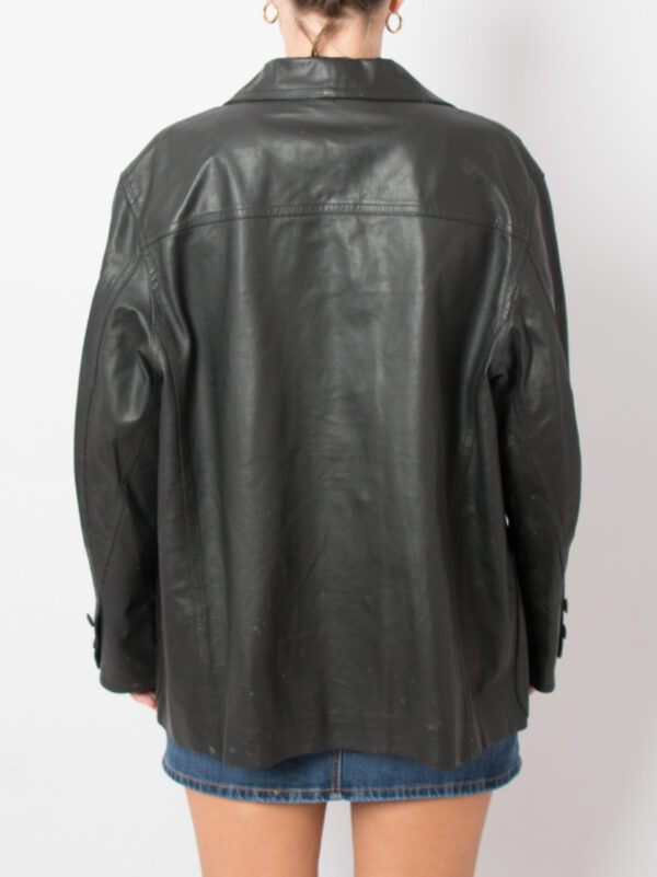 90s Oversized Leather Jacket by ALBERTA FERRETTI - Image 3