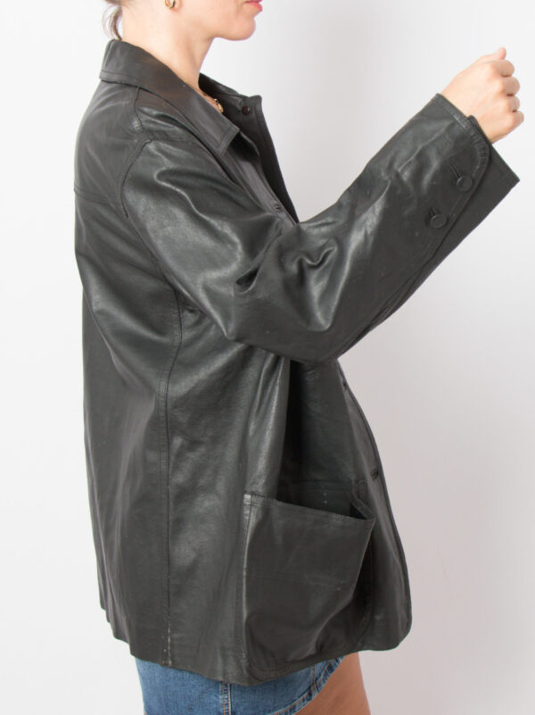 90s Oversized Leather Jacket by ALBERTA FERRETTI - Image 4