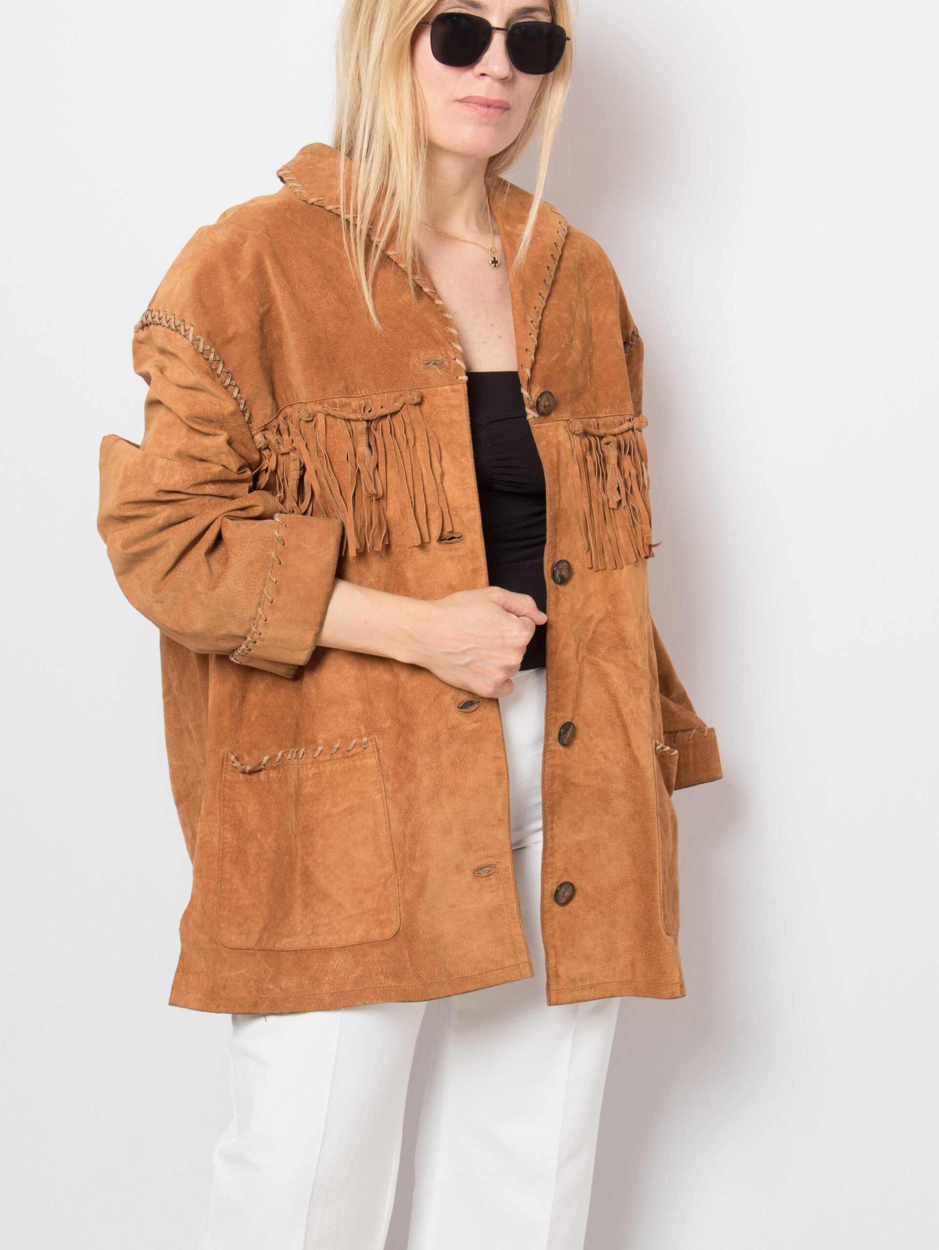 Rustic Vintage Fringed Suede Jacket Rustic Vintage Fringed Suede Jacket - Image 2