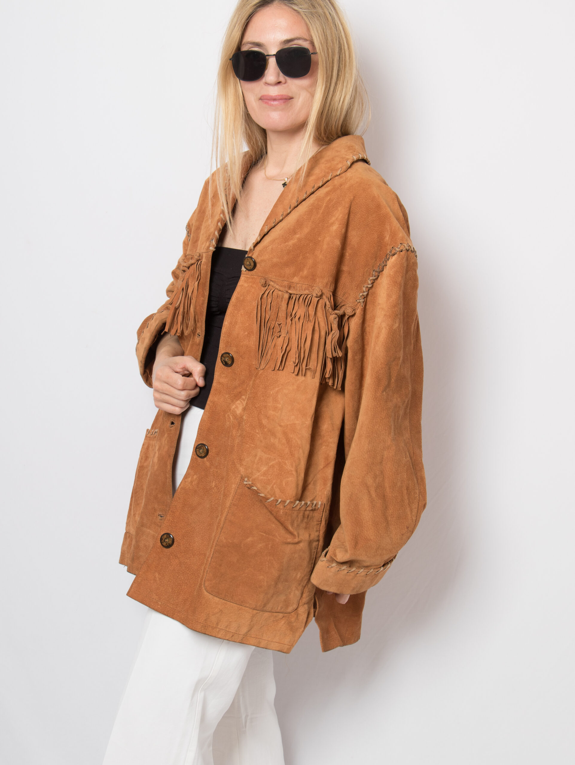Rustic Vintage Fringed Suede Jacket Rustic Vintage Fringed Suede Jacket - Image 3