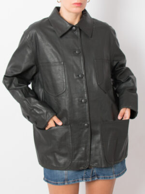 90s Oversized Leather Jacket by ALBERTA FERRETTI