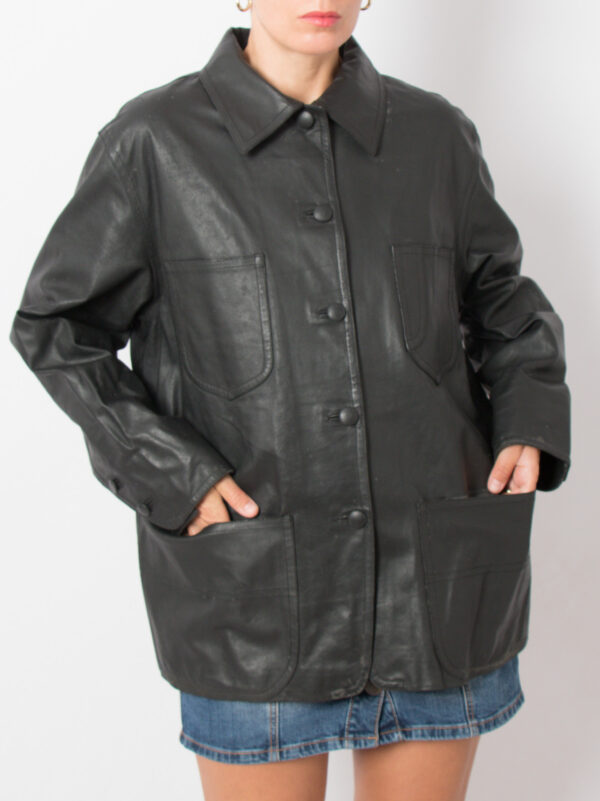 90s Oversized Leather Jacket by ALBERTA FERRETTI