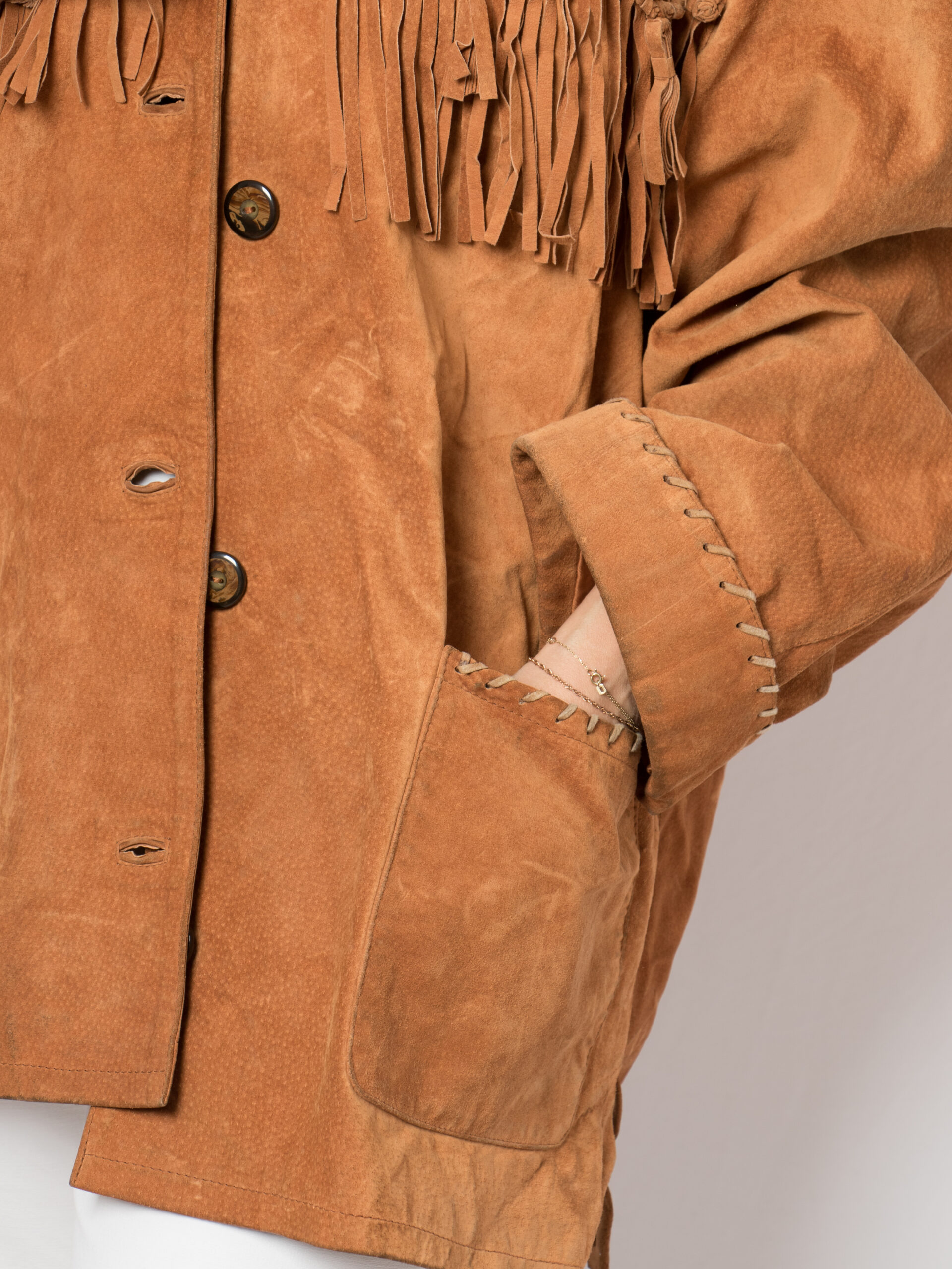 Rustic Vintage Fringed Suede Jacket Rustic Vintage Fringed Suede Jacket - Image 8