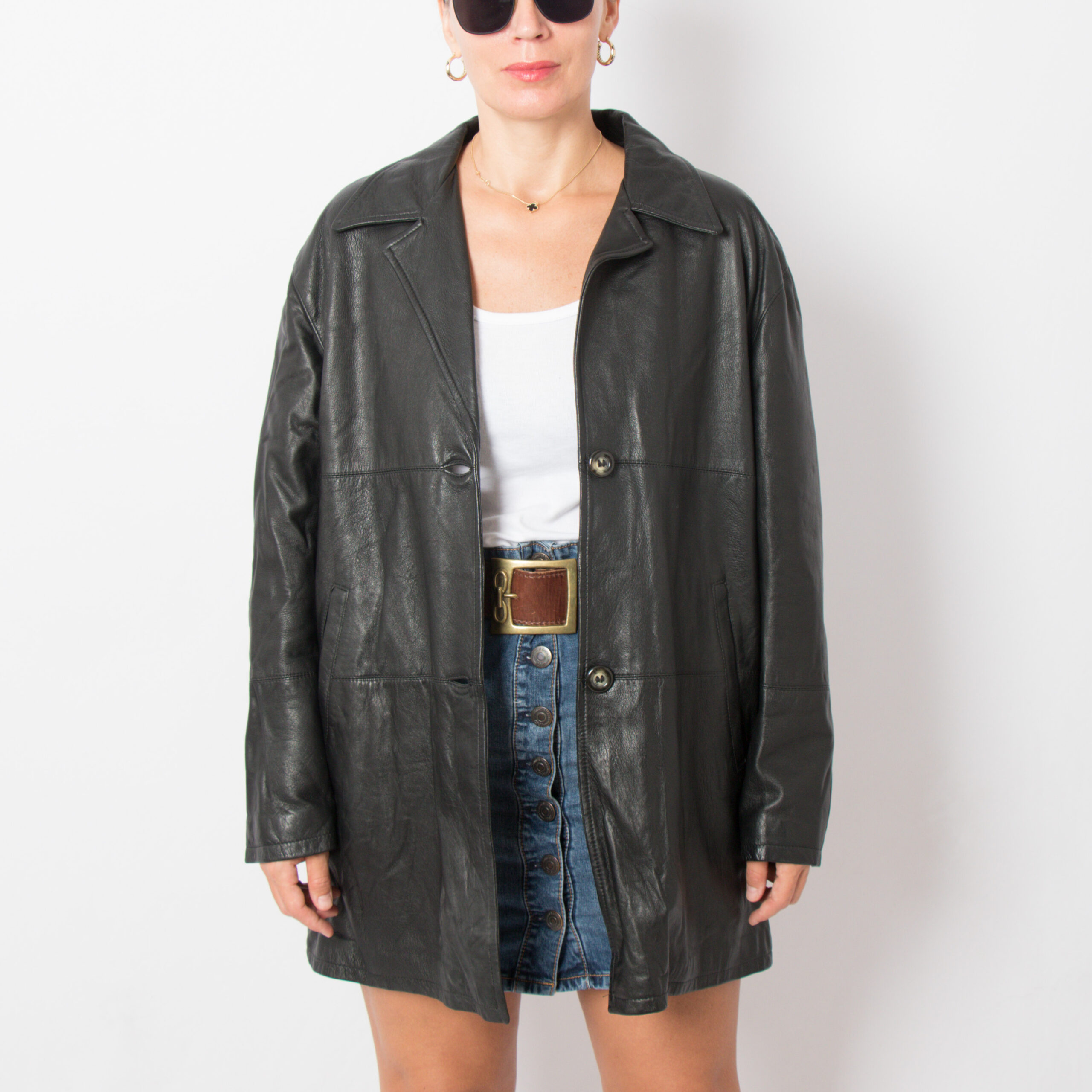 ALBERTA FERRETTI 90s Black Leather Shirt Jacket ALBERTA FERRETTI 90s Black Leather Shirt Jacket - Image 2