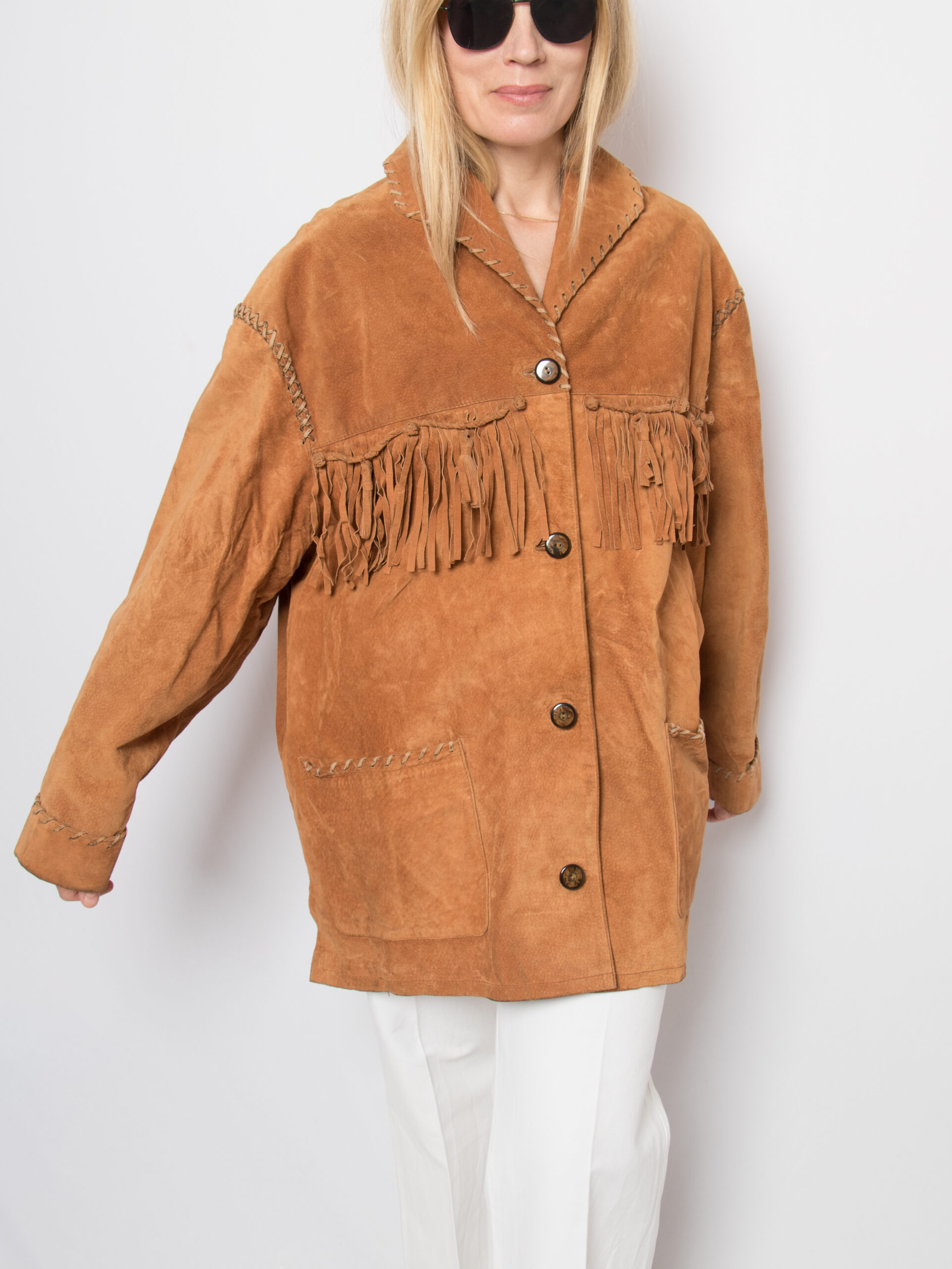 Rustic Vintage Fringed Suede Jacket Rustic Vintage Fringed Suede Jacket - Image 9