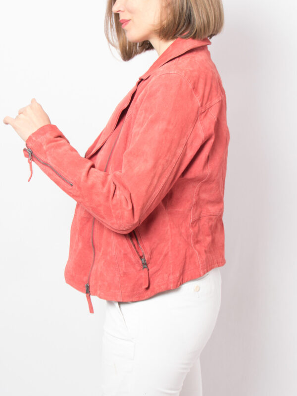 Y2K Red Suede Leather Jacket - Image 2