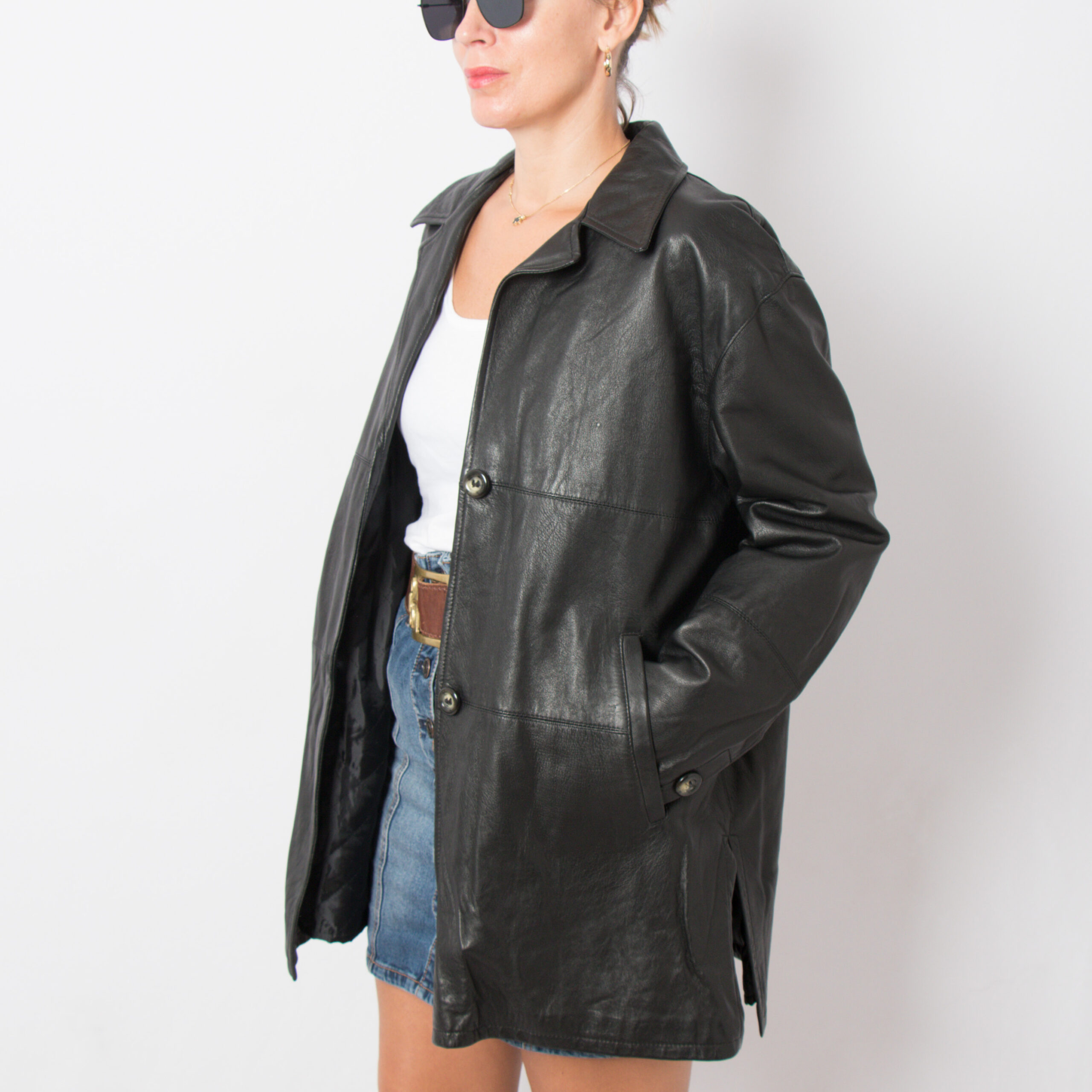 ALBERTA FERRETTI 90s Black Leather Shirt Jacket ALBERTA FERRETTI 90s Black Leather Shirt Jacket - Image 3