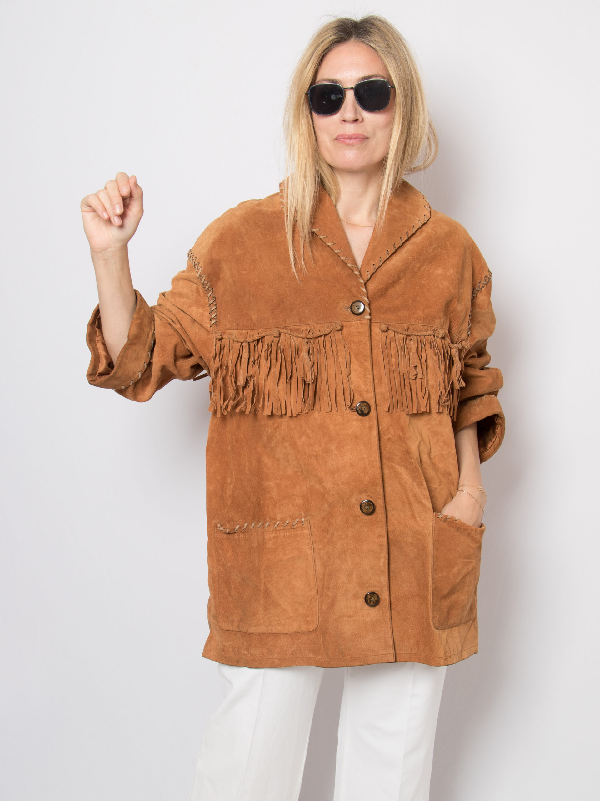 Rustic Vintage Fringed Suede Jacket Rustic Vintage Fringed Suede Jacket - Image 12