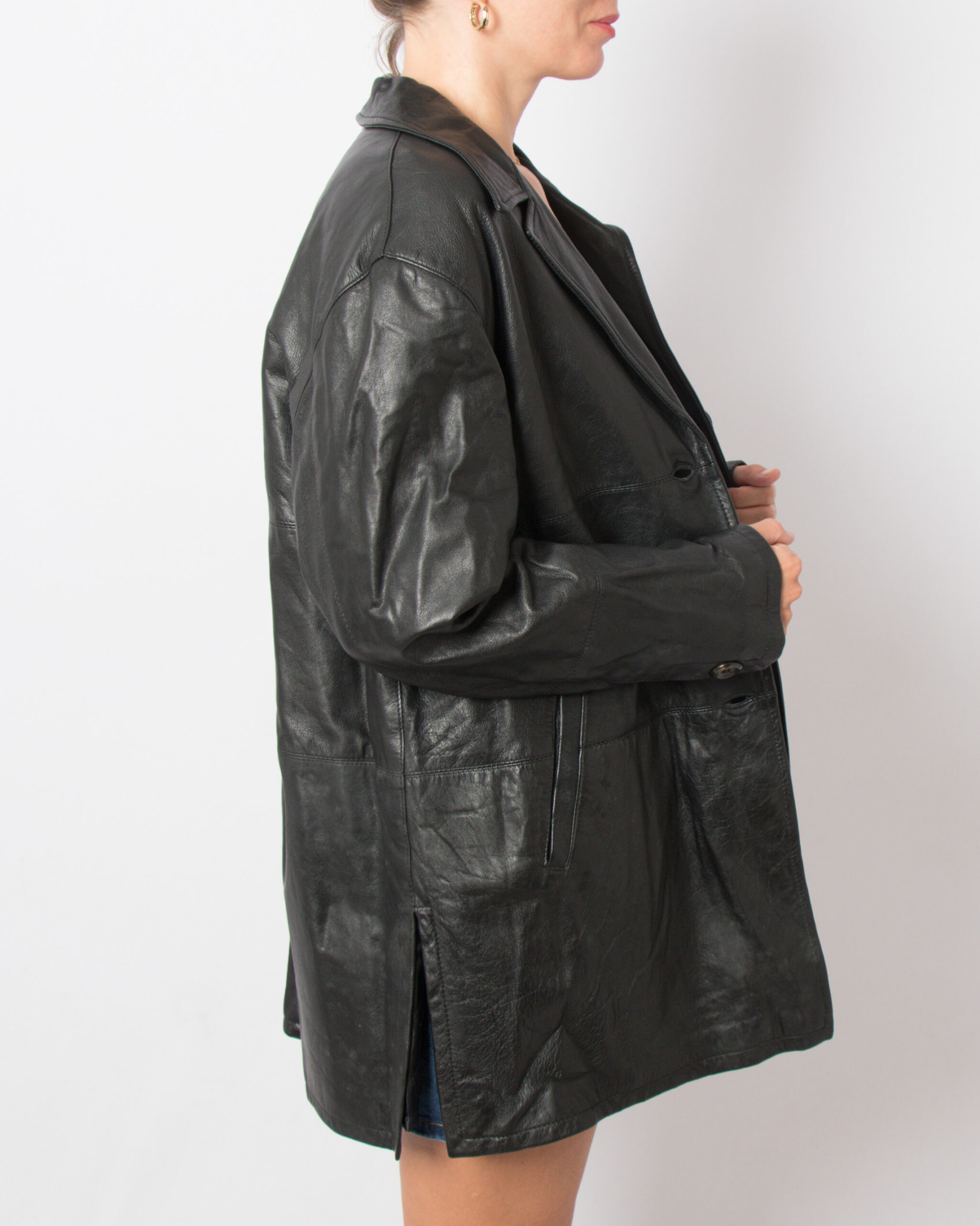 ALBERTA FERRETTI 90s Black Leather Shirt Jacket ALBERTA FERRETTI 90s Black Leather Shirt Jacket - Image 4