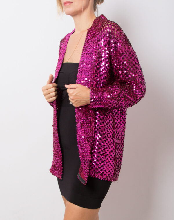Vintage Magenta Sequin Cardigan - Image 4