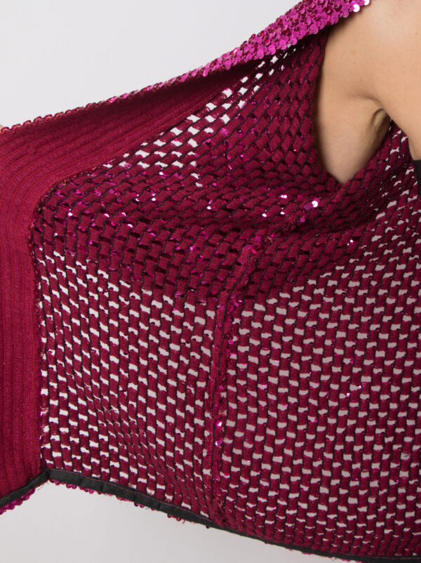 Vintage Magenta Sequin Cardigan - Image 7