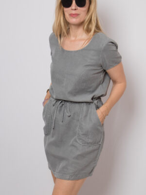 ESPIRIT Cotton Linen Drawstring Mini Dress with Pockets