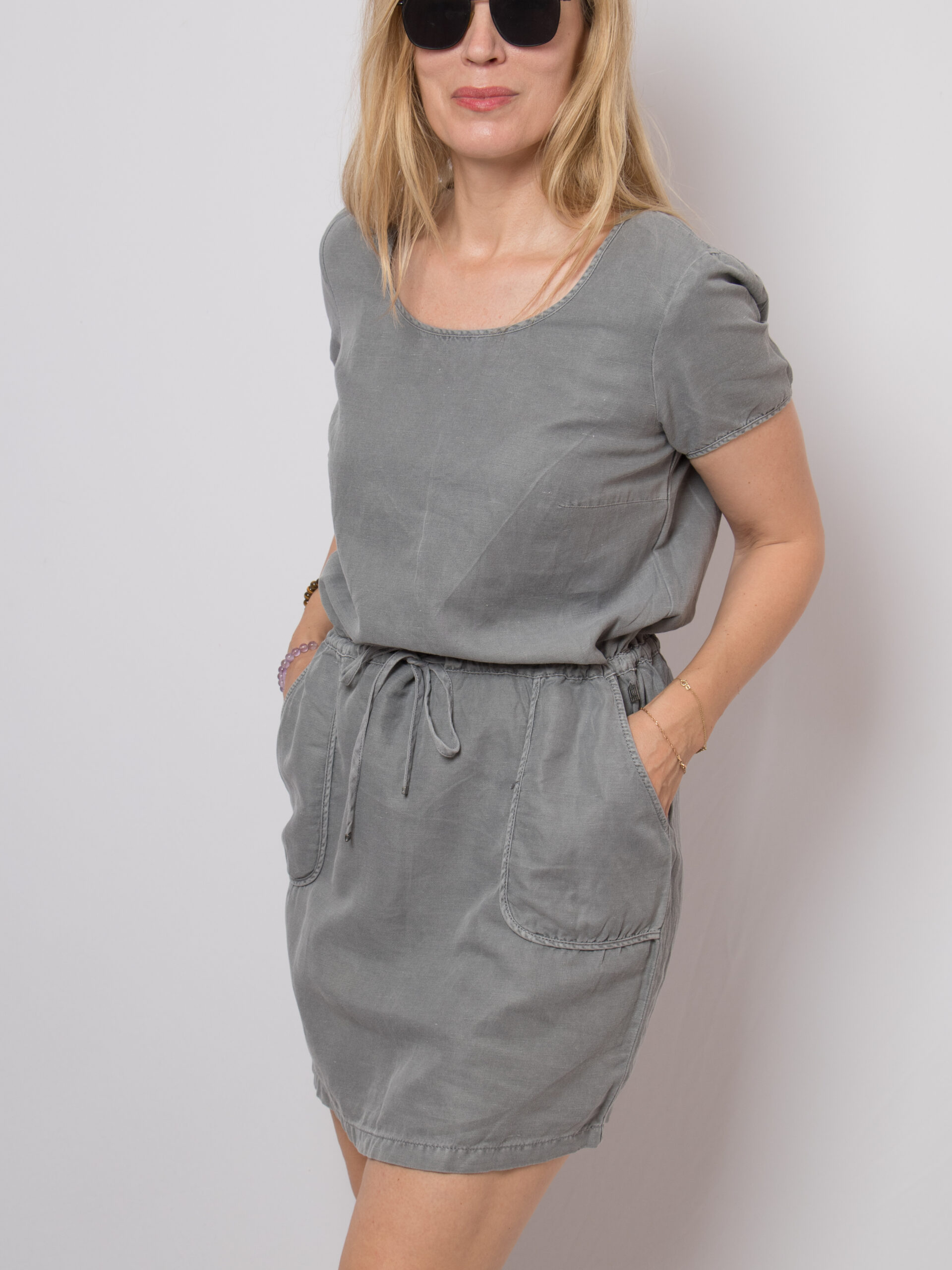ESPRIT Cotton Linen Drawstring Mini Dress with Pockets ESPIRIT Cotton Linen Drawstring Mini Dress with Pockets