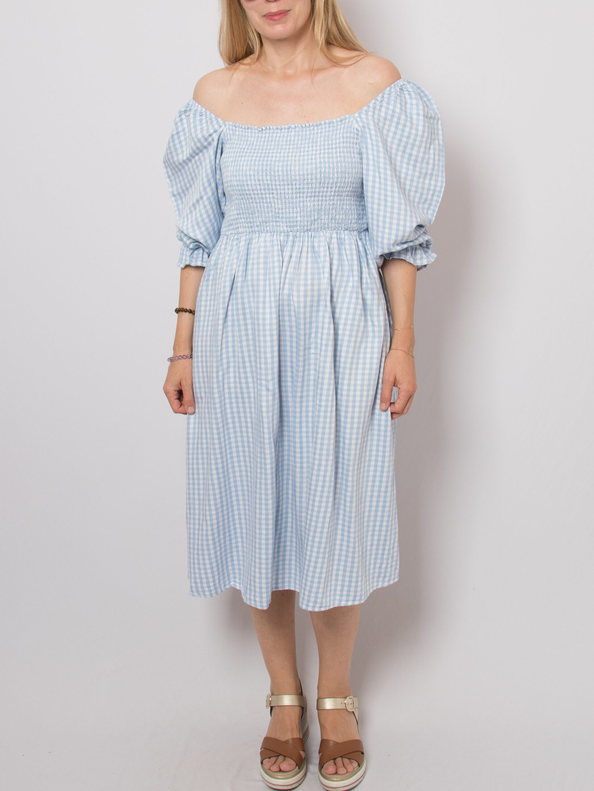 Blue Plaid Cottagecore Dress Blue Plaid Cottagecore Dress