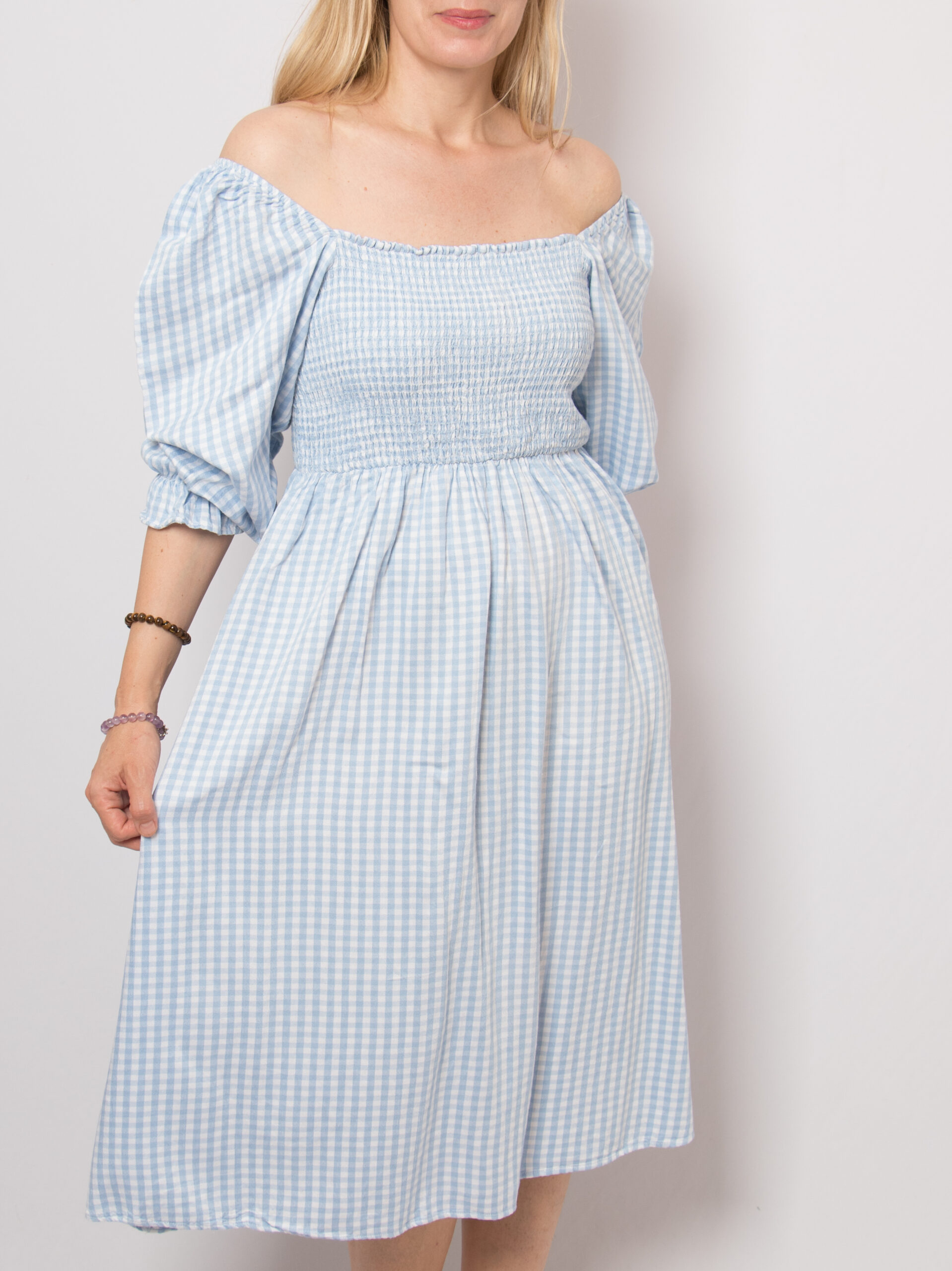Blue Plaid Cottagecore Dress Blue Plaid Cottagecore Dress - Image 2