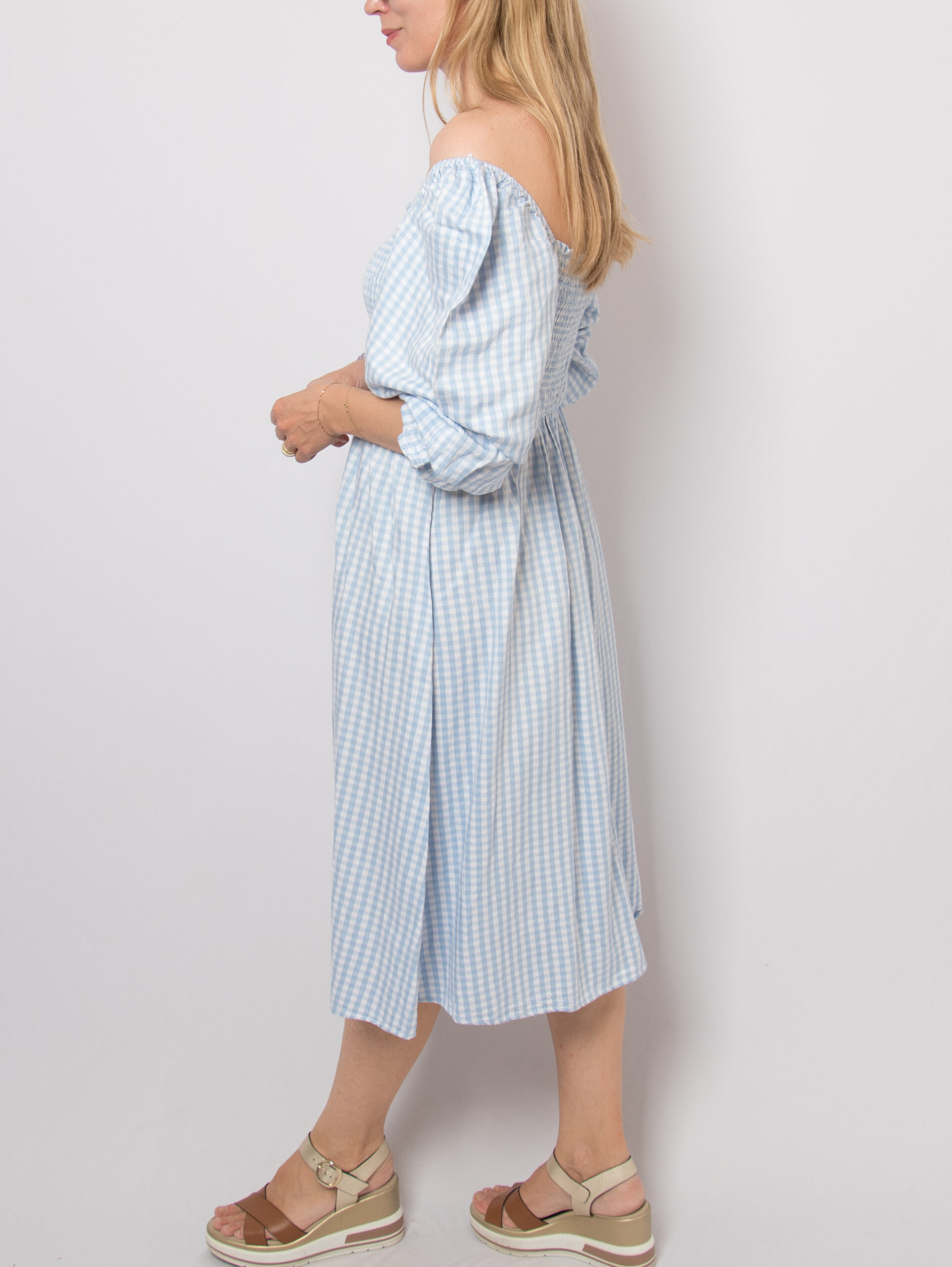 Blue Plaid Cottagecore Dress Blue Plaid Cottagecore Dress - Image 3