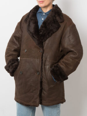 90s RENE LEZARD Double Breasted Sheepskin Jacket
