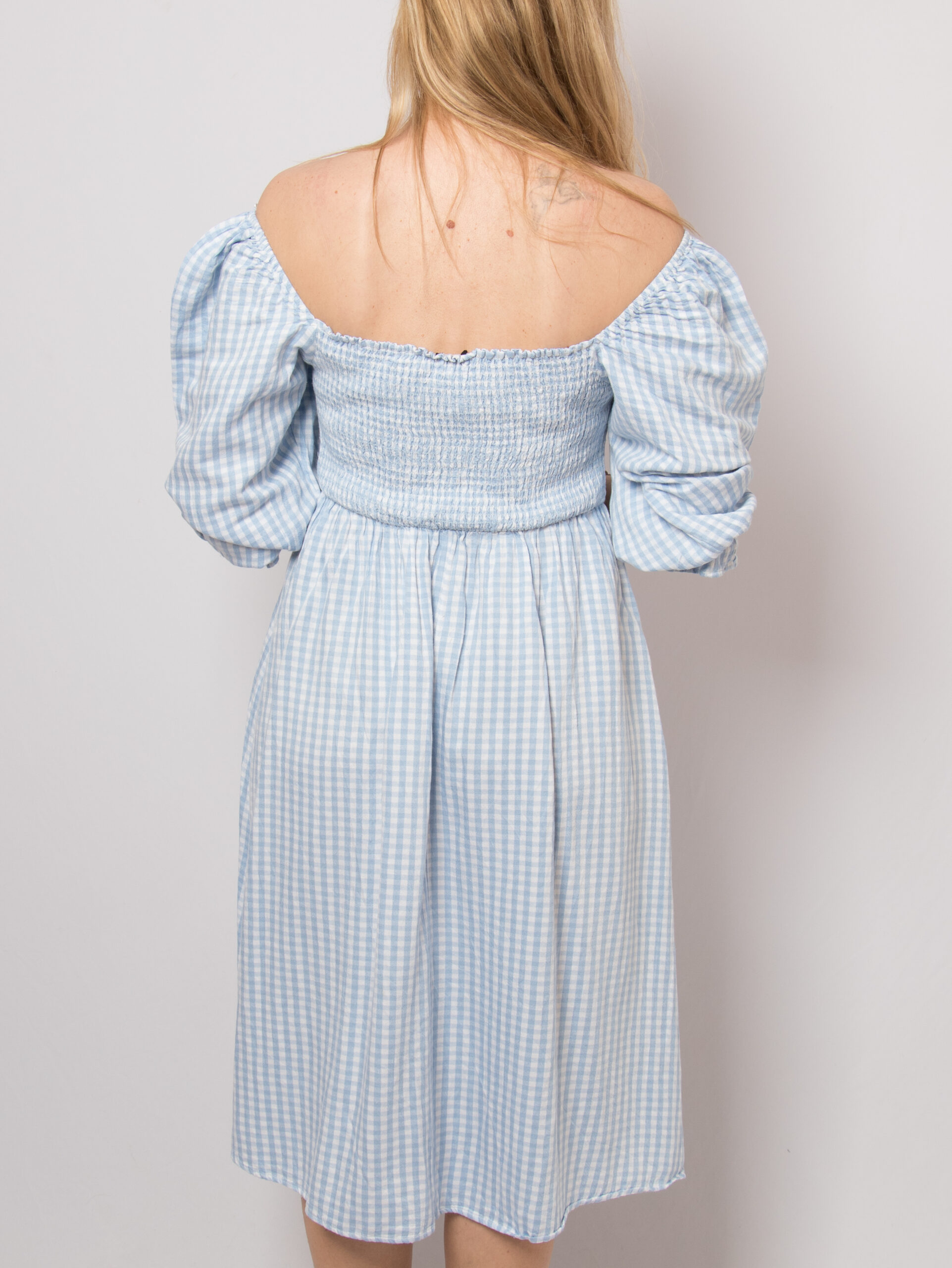 Blue Plaid Cottagecore Dress Blue Plaid Cottagecore Dress - Image 4