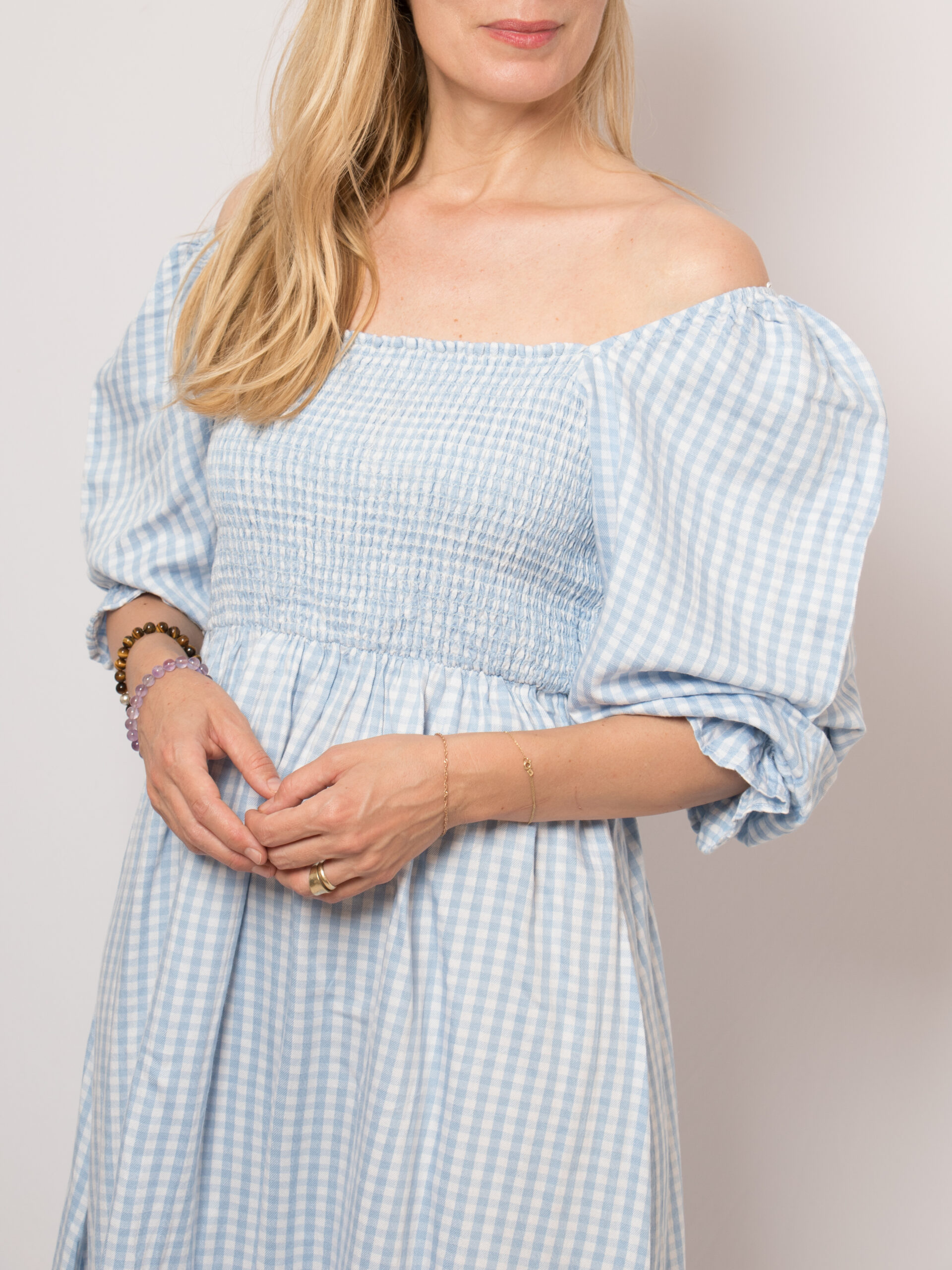 Blue Plaid Cottagecore Dress Blue Plaid Cottagecore Dress - Image 5