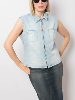 90s Light Wash Denim Vest