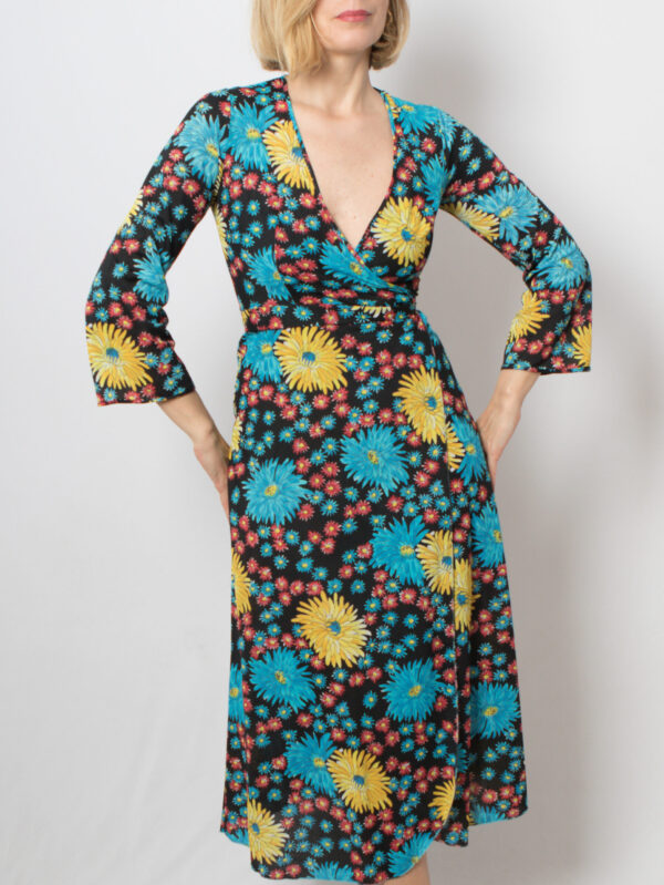 Vintage Floral Wrap Dress Midi