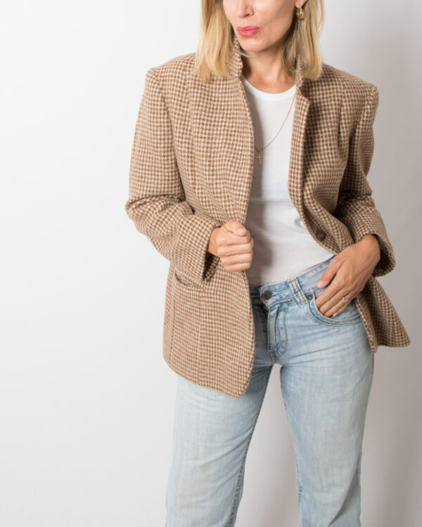 Vintage Houndstooth Wool Blazer - Image 5