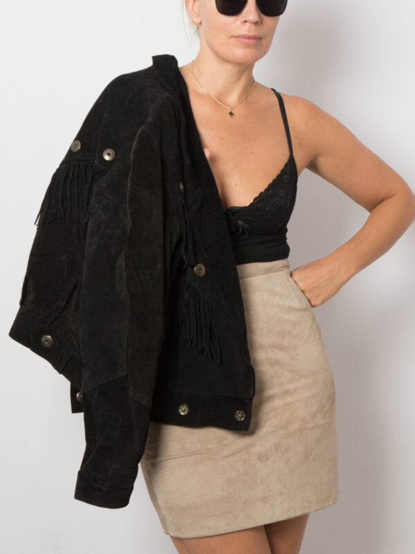 Vintage Suede Fringe Jacket Oversized - Image 2