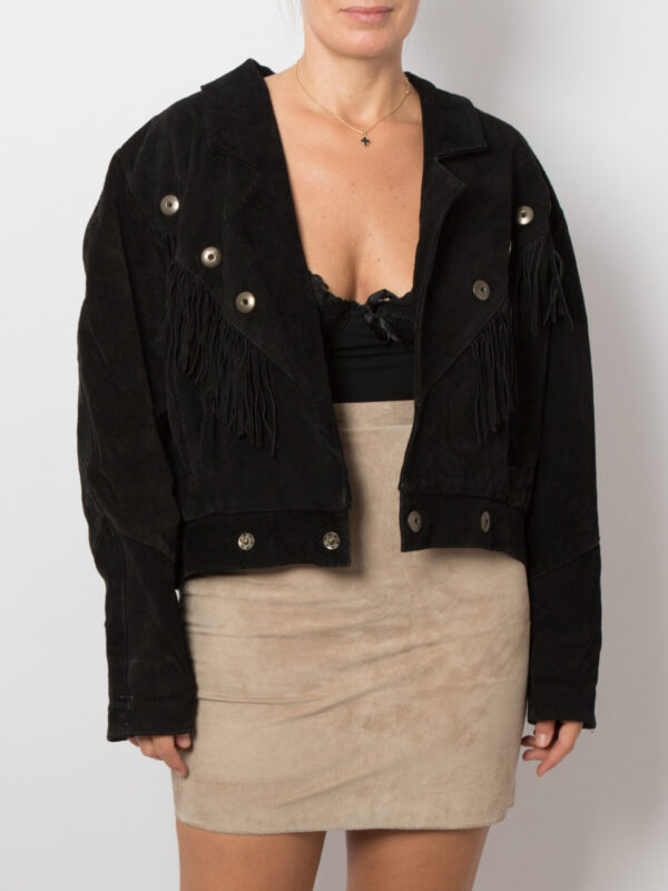 Vintage Suede Fringe Jacket Oversized - Image 3
