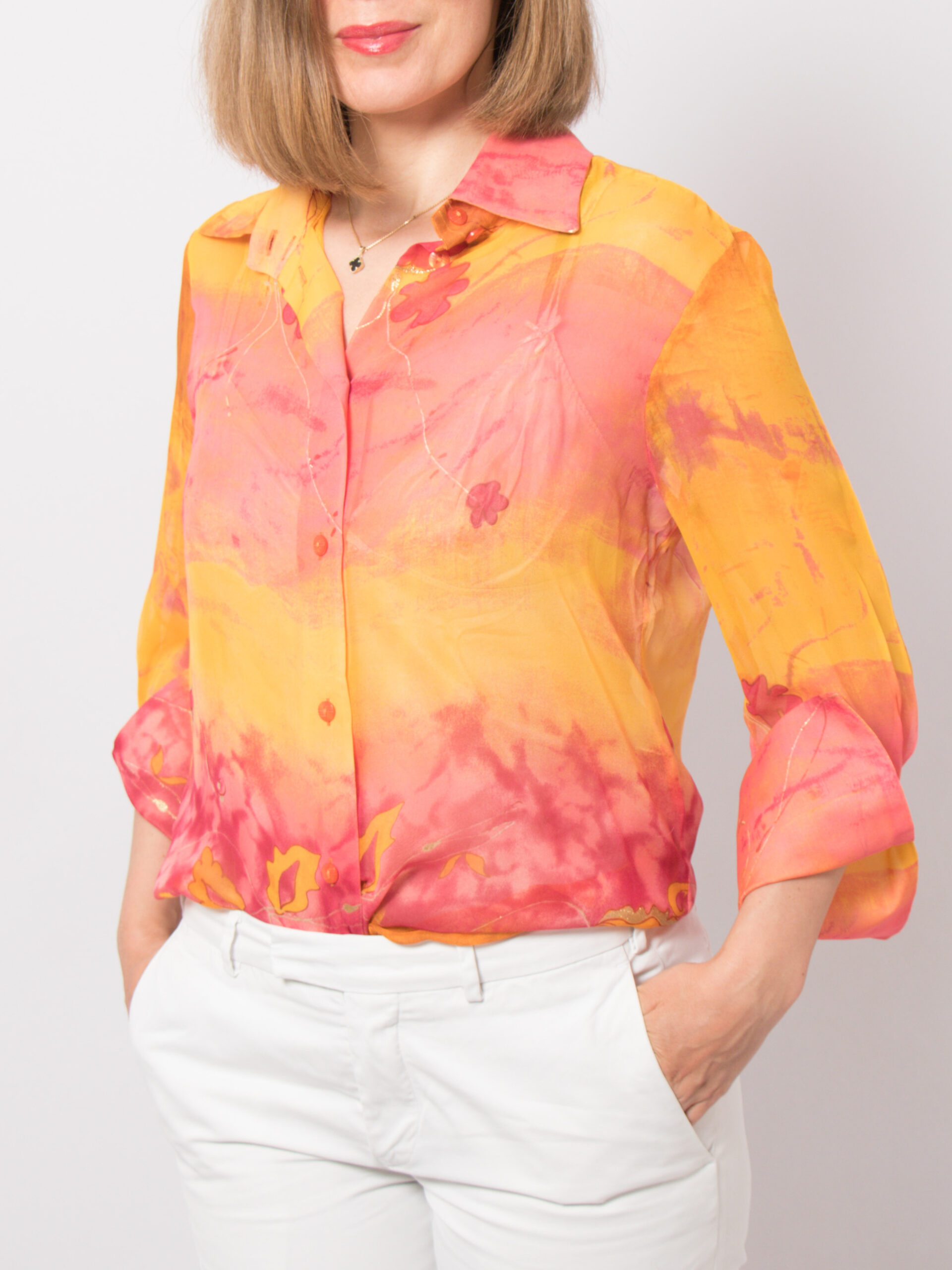 Vintage Sheer Silk Ombre Blouse Vintage Sheer Silk Ombre Blouse - Image 4