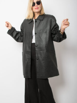 BARISAL Minimalist 90s Leather Coat Women