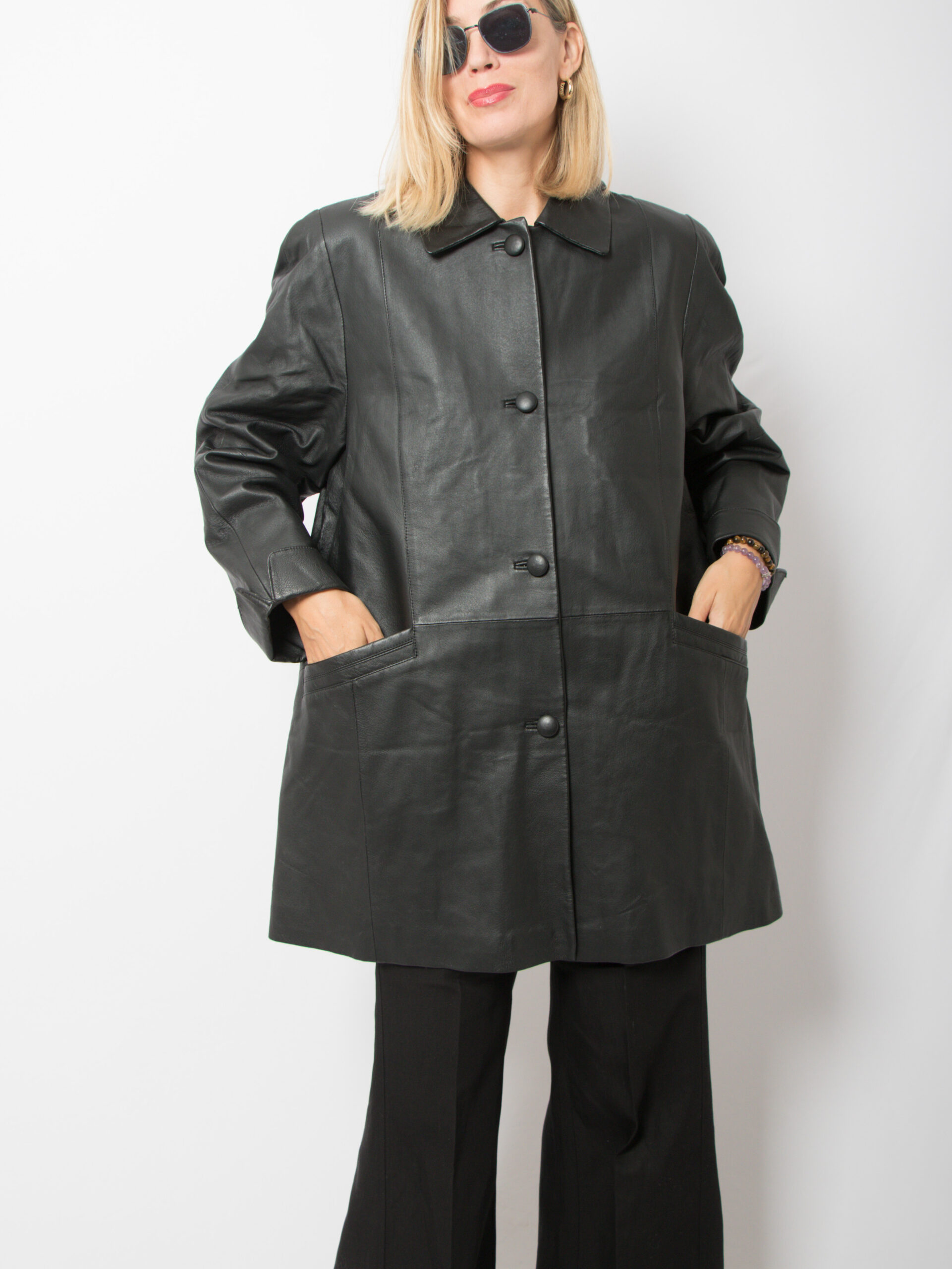 BARISAL Minimalist 90s Leather Coat Women BARISAL Minimalist 90s Leather Coat Women - Image 2