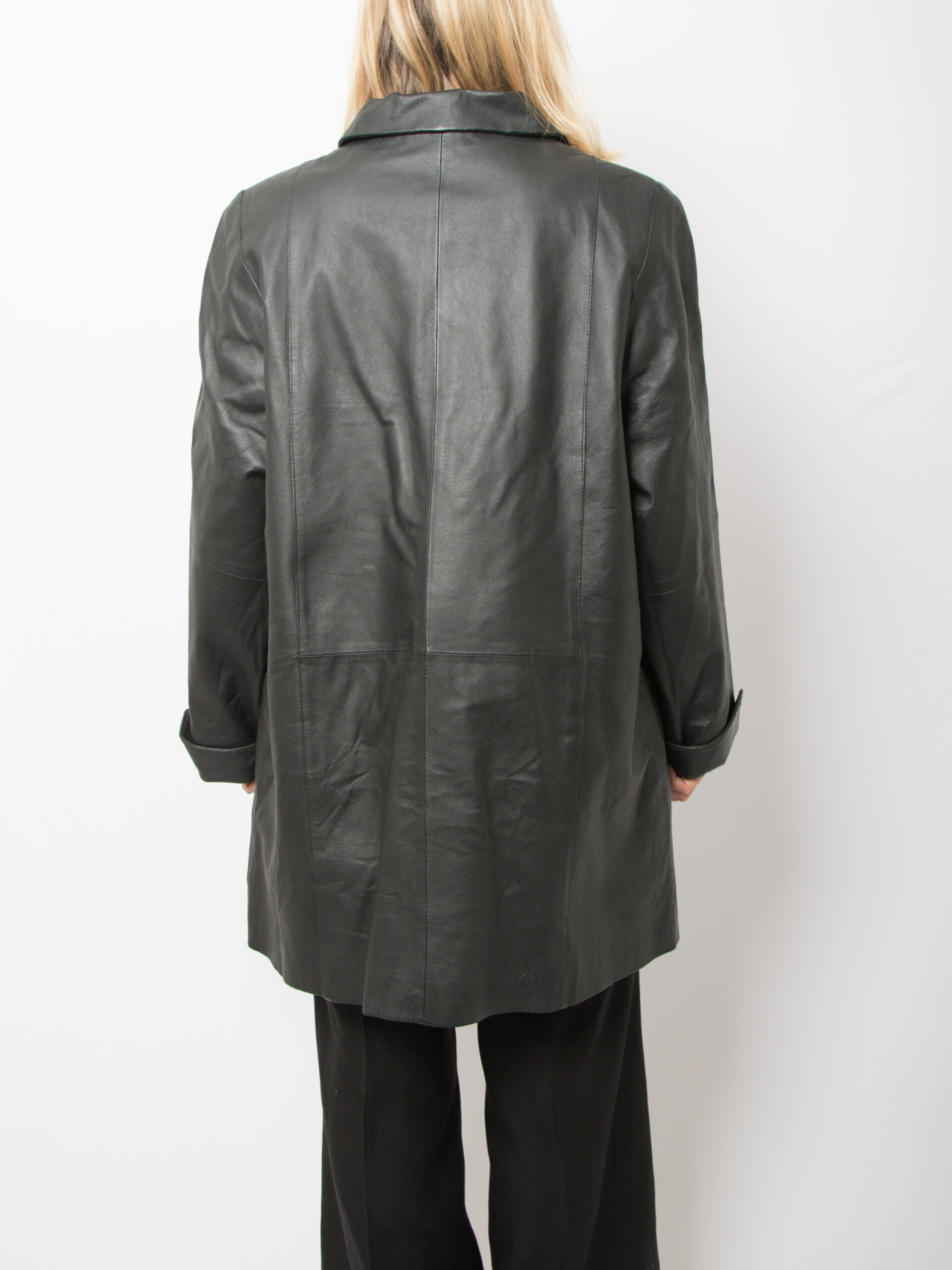 BARISAL Minimalist 90s Leather Coat Women BARISAL Minimalist 90s Leather Coat Women - Image 3