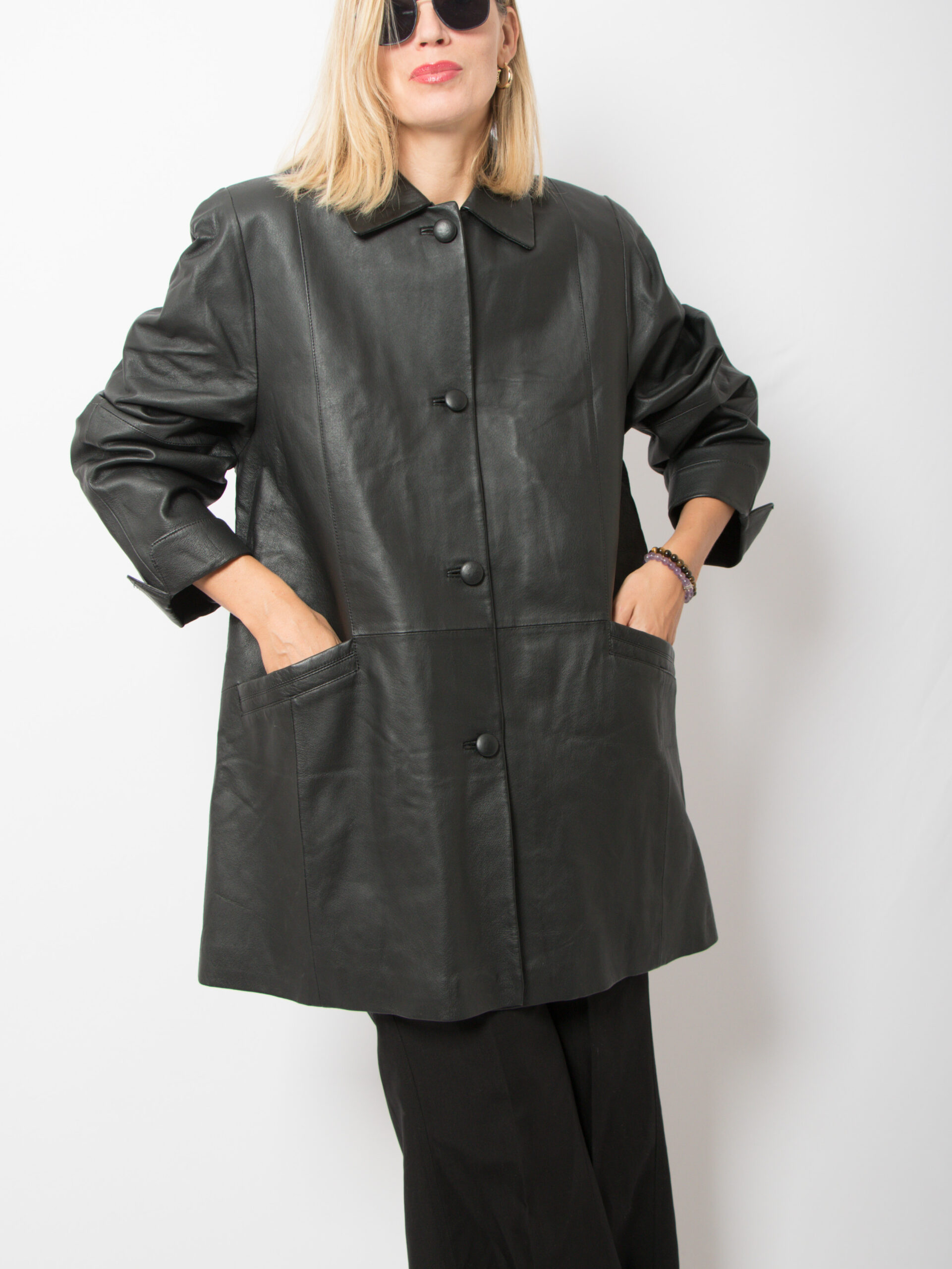 BARISAL Minimalist 90s Leather Coat Women BARISAL Minimalist 90s Leather Coat Women - Image 5