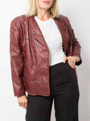 90s Burgundy Leather Jacket