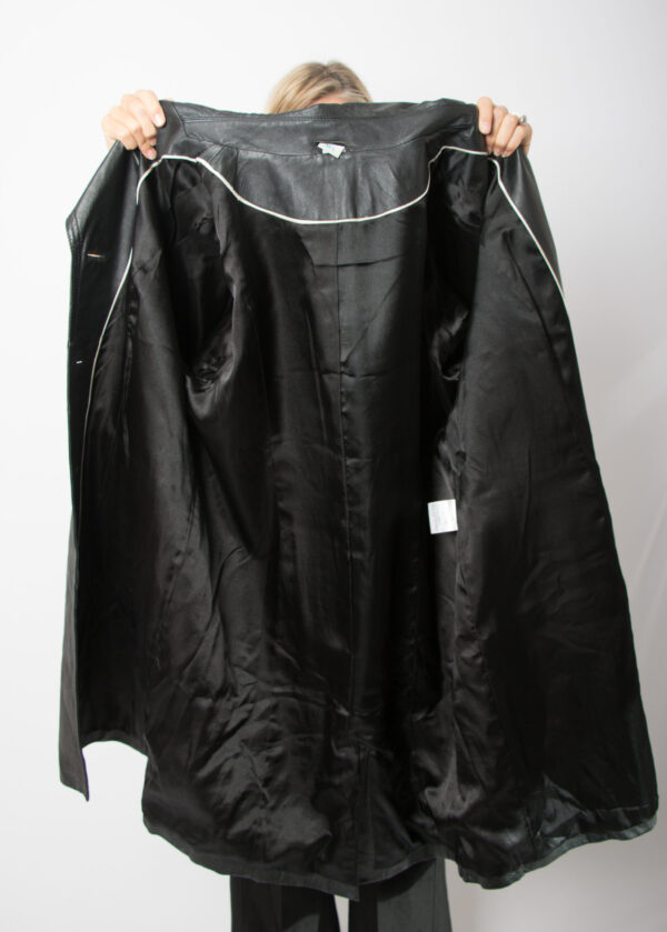 90s Long Black Leather Coat Women - Image 8