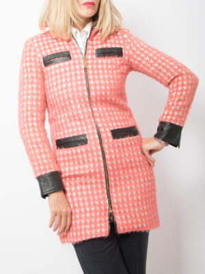 Gil Santucci Pink Houndstooth Coat