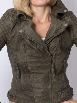 Y2K Green Leather Jacket Cropped