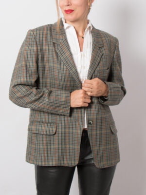 Vintage Houndstooth Wool Blazer Women