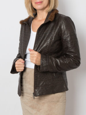 Y2K Brown Leather Jacket Women