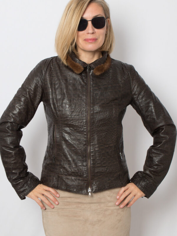 Y2K Brown Leather Jacket Women - Image 2