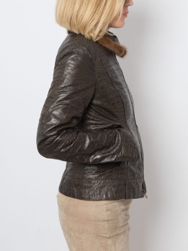 Y2K Brown Leather Jacket Women - Image 4