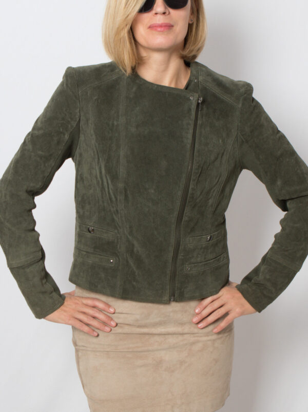 Y2K Green Suede Jacket Women - Image 4